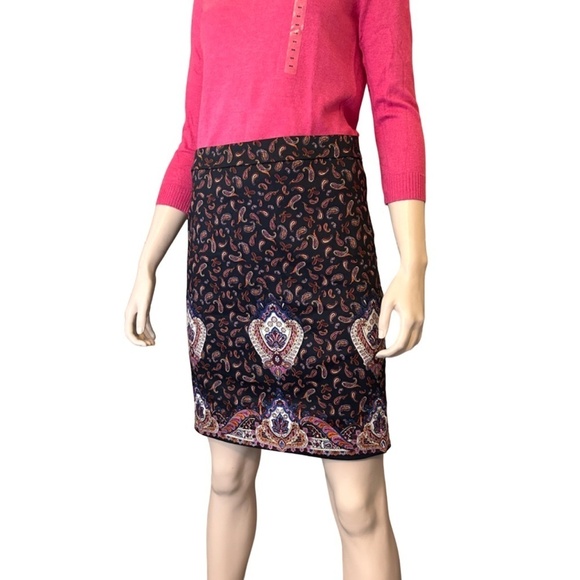 J. Crew The Pencil Skirt Cotton Bold Paisley Print Versatile Colourful Mini - Picture 5 of 12